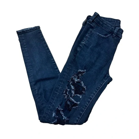 American Eagle Next Level Stretch Distressed Black Skinny Jeans size 4 - Picture 1 of 5